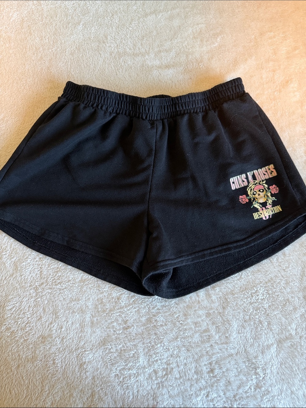 Guns N' Roses Appetite for Destruction Lounge Shorts Black Graphic Band Tee M